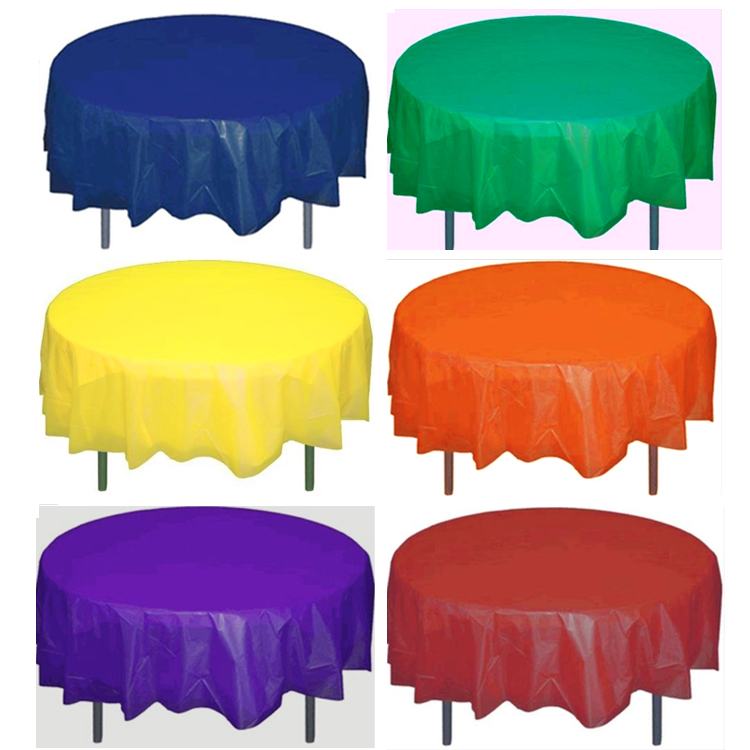 Round Plastic Table Cover 84 Inches, Circular Plastic Tablecloths